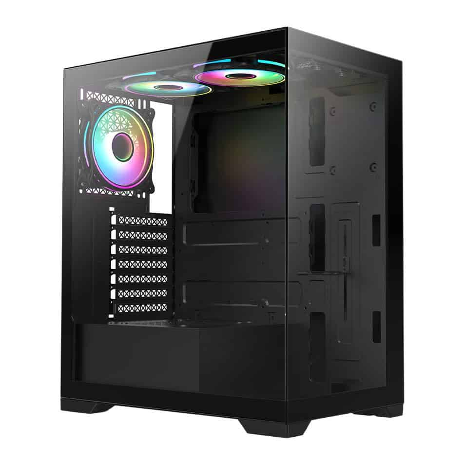 Vida Vetro Black 2-WAY Tempered Glass ATX PC Gaming Case